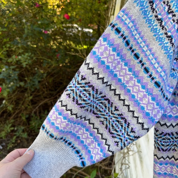 NWT Talbots Pretty & Cozy Gray Lavender Blues Long Sleeve Cardigan - Picture 3 of 6